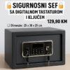 Sef za novac i oružje 25x38x25cm DIGITALNA BRAVA 2 ključa