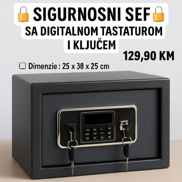 Sef za novac i oružje 25x38x25cm DIGITALNA BRAVA 2 ključa