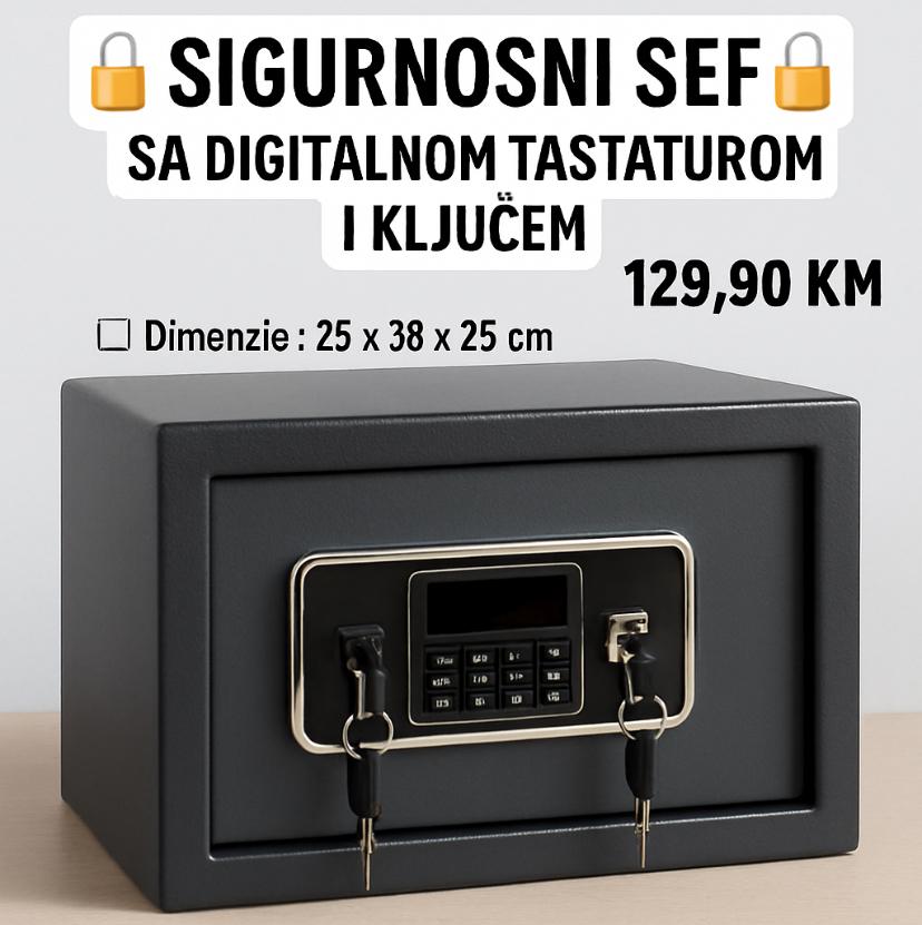 Sef za novac i oružje 25x38x25cm DIGITALNA BRAVA 2 ključa