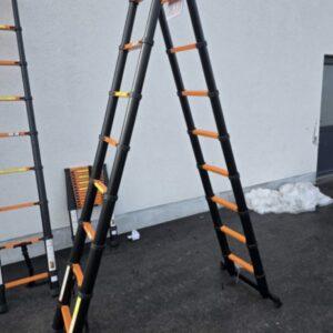 TELESKOPSKE ALUMINIJUMSKE LJESTVE 2,5x2,5m 5 metara POBOLJŠANI MODEL