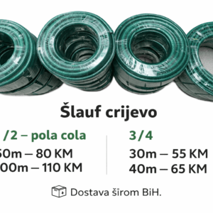 Šlauf crijevo za vodu različitih dimenzija