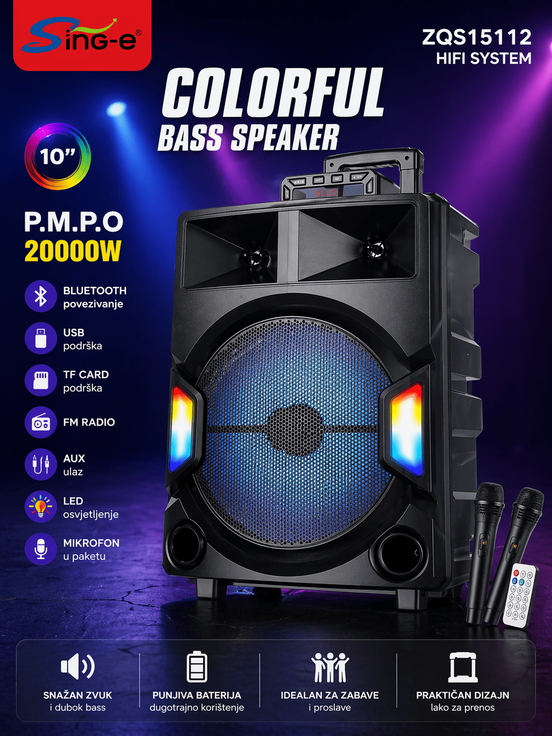 🔥 ZQS15112 Colorful Bass Speaker 🔥