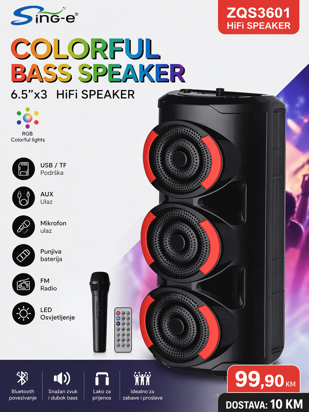 🔊 ZQS3601 – Colorful Bass Speaker 🔊