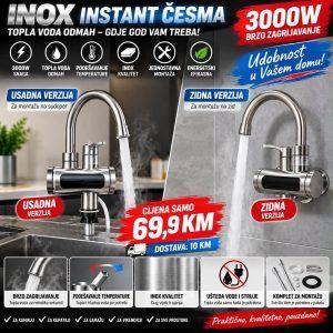 💧 INOX ČESMA SA UGRADNIM GRIJAČEM –ZIDNI/USADNI MODEL