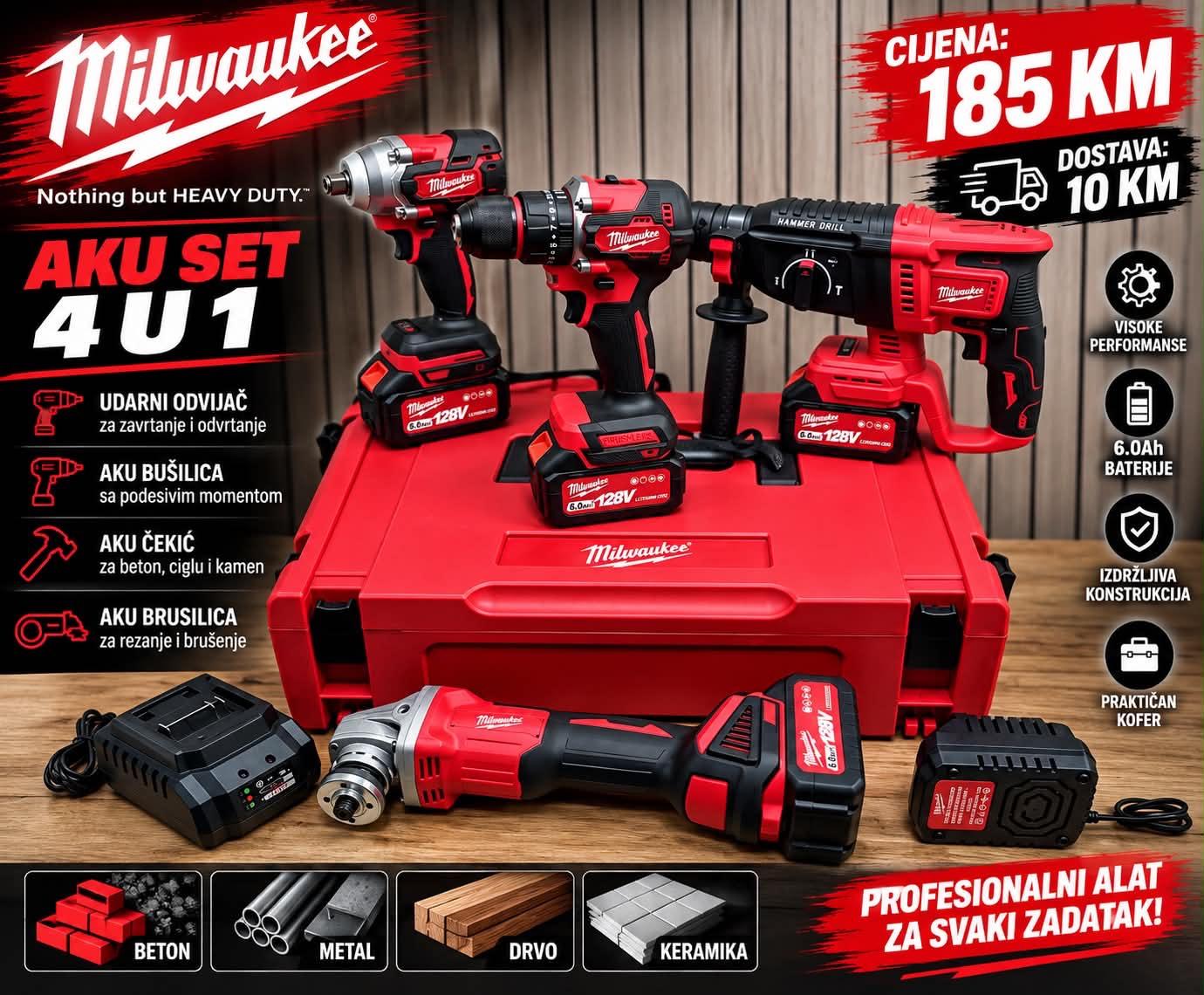 MILWAUKEE AKU SET 4 U 1 – 185 KM